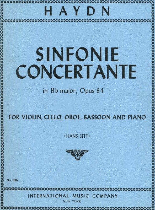 J. Haydn: &acute;Sinfonie Concertante&acute; B-Dur<br>op. 84 - Vn, Vc, Ob, Fg - KA