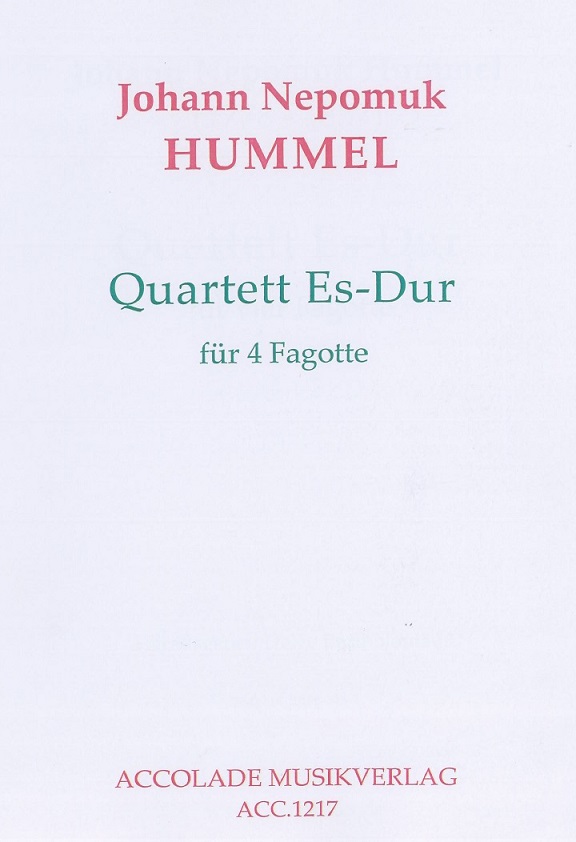 J.N. Hummel: Fagottquartett<br>in Es - Dur fr 4 Fagotte