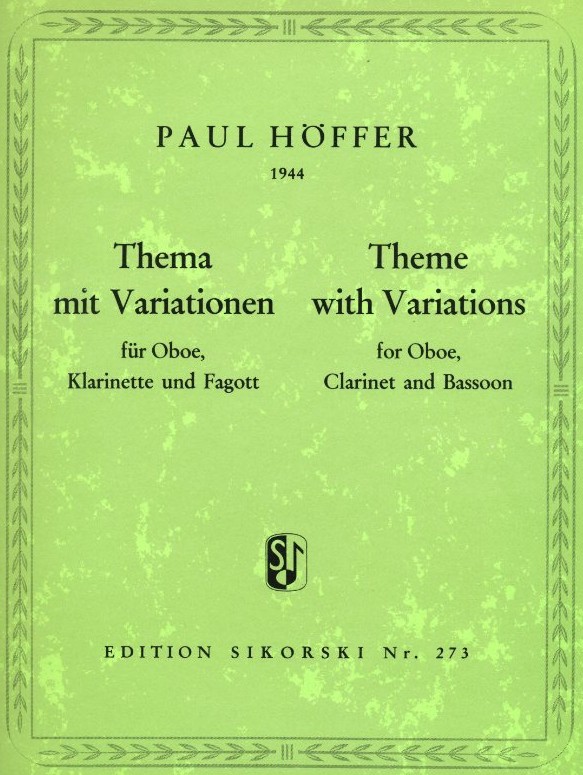 P. Hffer: Thema + Variationen fr<br>Oboe, Klarinette + Fagott