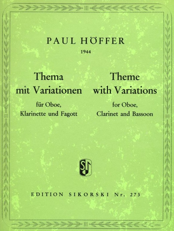 P. Hffer: Thema + Variationen fr<br>Oboe, Klarinette + Fagott