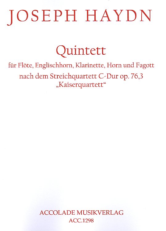 J. Haydn: Quintett für Flöte, Engl. Horn<br>Klar., Hrn+Fag -C-Dur op. 76/3