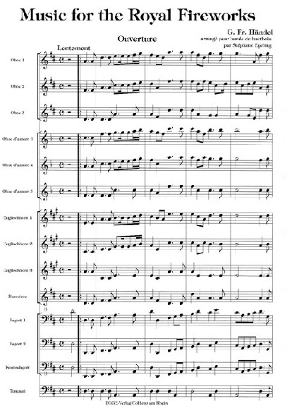 G.F. Hndel: Feuerwerksmusik - 3 Oboen,<br>3 OD/3 EH/1 Bar.-Ob/2 Fag/1K-Fg/Trompete