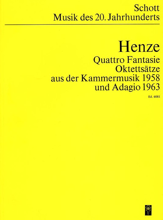 H.W. Henze: 3 Oktettsätz (1958) für<br>Klar., Hrn, Fag. + Streichquin./Partitur