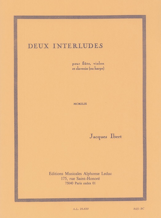 J. Ibert: Deux Interludes -Flte (Oboe),<br>Violine + Klavier
