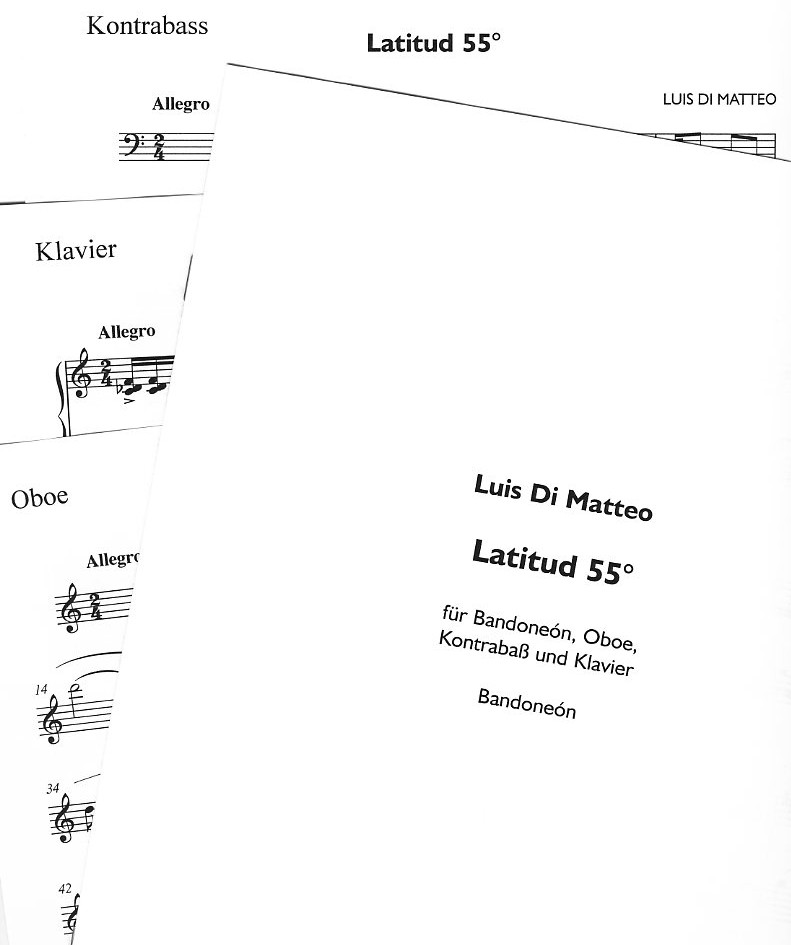 L. di Matteo: &acute;Latitud 55&acute; für Oboe,<br>Kontrabaß, Klavier + Bandoneon - Stimmen