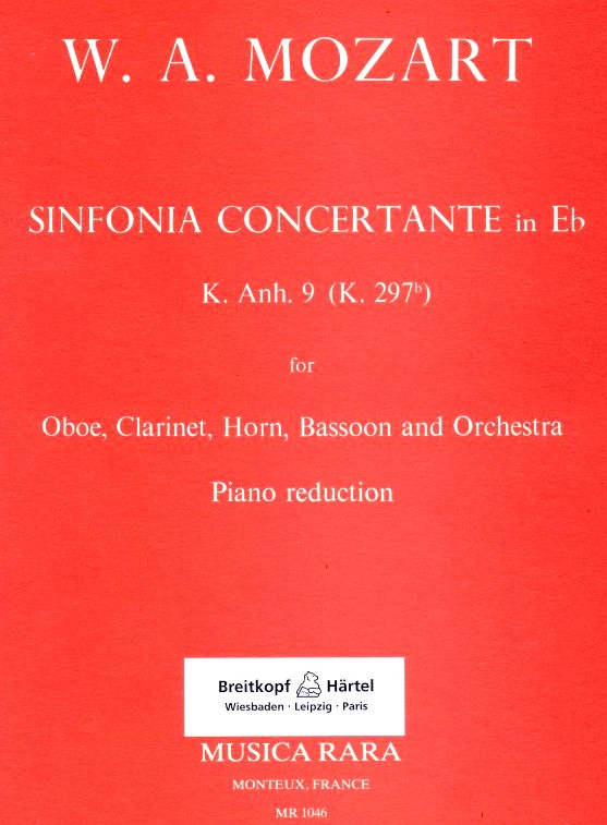 W.A. Mozart: Sinfonia Concertante Es-Dur<br>Ob, Klar., Hrn, Fag - KA / Musica Rara