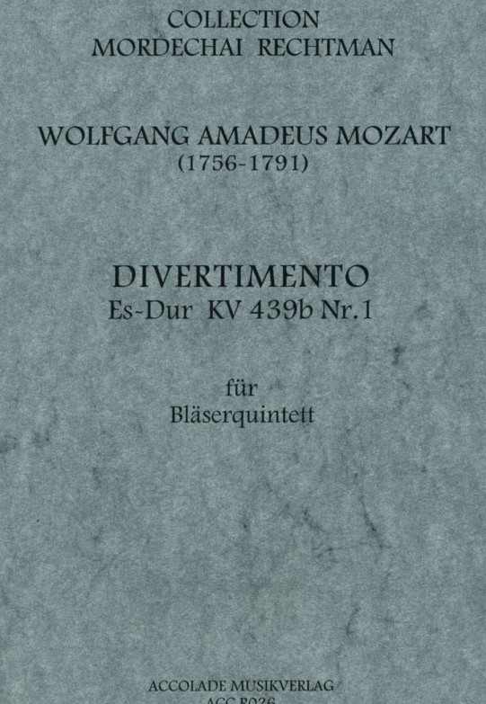 W.A. Mozart: Divertimento Es-Dur<br>KV 439b Nr. 1 - fr Holzblserquintett