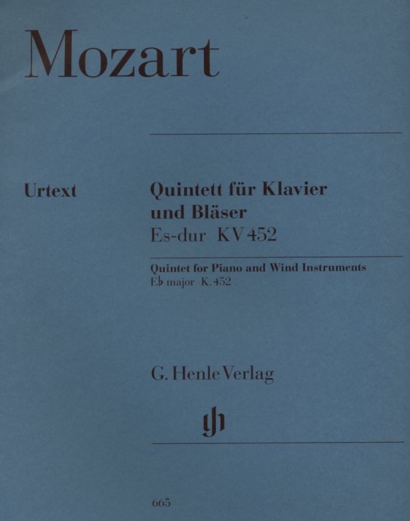 W.A. Mozart: Klavierquintett Es-Dur<br>für Klavier + 4 Holzbläser /KV 452/Henle
