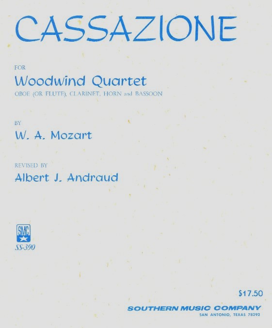 W.A.Mozart: Cassazione - Quartett<br>fr Oboe, Klar., Horn + Fag.-Stimm+Part.