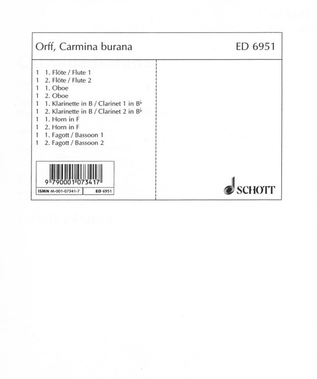 C. Orff: Carmina Burana - gesetzt fr<br>10 Holzblser - Stimmen