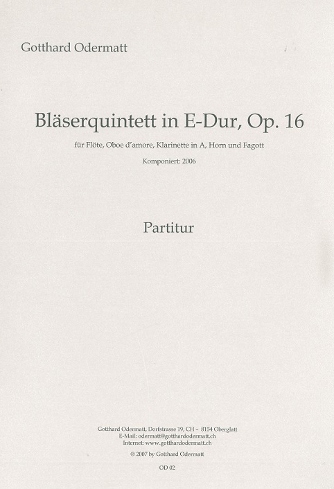 G. Odermatt(*1974): Blserquintett op. 1<br>Stimmen + Partitur