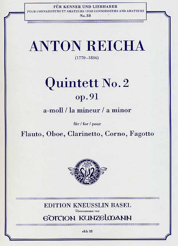 A. Reicha Quintett a-moll op. 91/2<br>für Bläserquintett - Stimmen