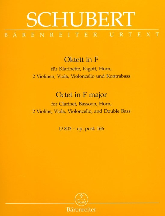 F. Schubert: Oktett F-Dur op. 166 D 803<br>Klar., Hrn, Fagott + 5 Str. - Stimmen