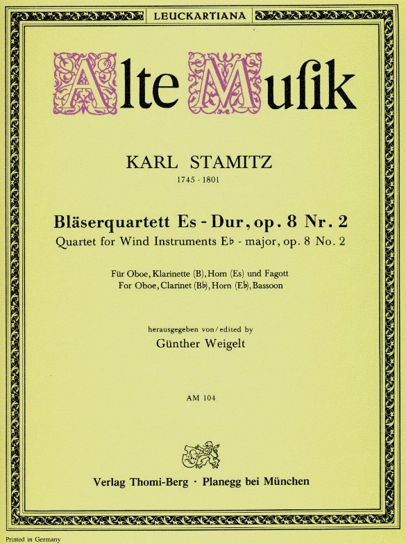 C. Stamitz: Blserquartett Es-Dur<br>op. 8/2