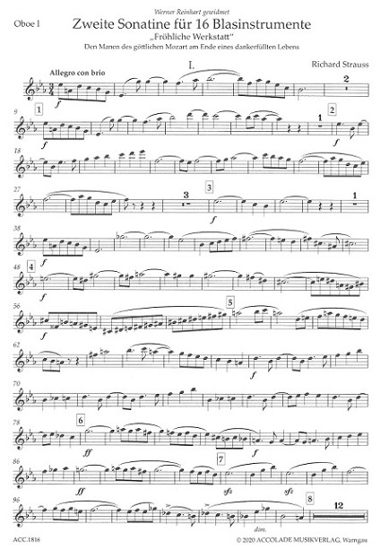 R. Strauss: Sonatine No. 2 Es-Dur<br>"Frhliche Werkstatt" - 16 Blser / Stim