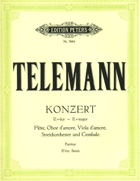 G.Ph. Telemann: Konzert E-Dur TWV 53:E1<br>Fl, Od&acute;amore, Va + Str.  - Partitur