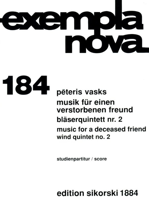 P. Vasks: &acute;Musik fr einen verstorbenen<br>Freund" Blserquintett (1982) -Partitur