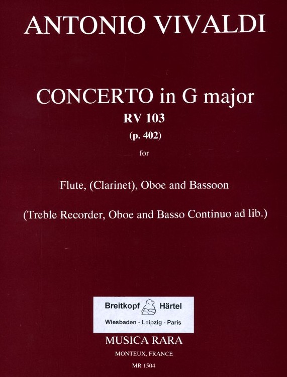 A. Vivaldi: Concerto g-moll F XII/4<br>RV 103 fr Flte, Oboe + Fagott /MR