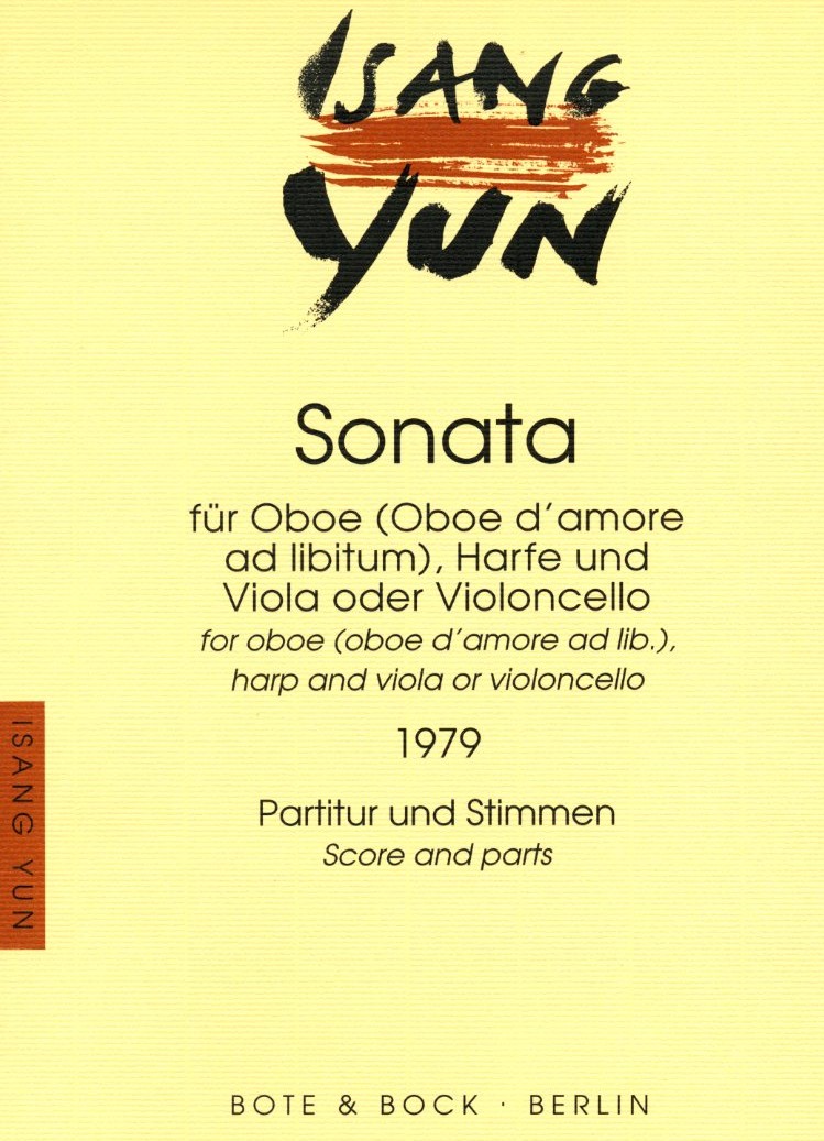 I. Yun: Sonate (1979) - Oboe (d&acute;amore)<br>Viola/Cello + Harfe - Partitur + Stimmen