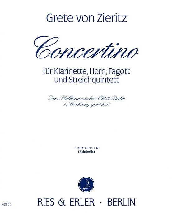 G. v. Zieritz(1899-2001): Concertino für<br>Klar Hrn Fag +Streichquintett-Partitur